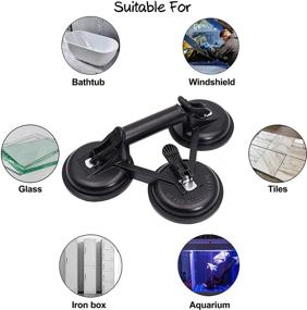 img 3 attached to 🔑 Hsmihair Heavy Duty Triple Glass Suction Cups for Glass - Black Aluminum Alloy with 3 Plates Handle for Lifting Glass and Tiles - Ideal for Glass and Tile Moving, Car Glass Transportation