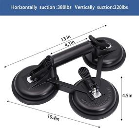 img 2 attached to 🔑 Hsmihair Heavy Duty Triple Glass Suction Cups for Glass - Black Aluminum Alloy with 3 Plates Handle for Lifting Glass and Tiles - Ideal for Glass and Tile Moving, Car Glass Transportation