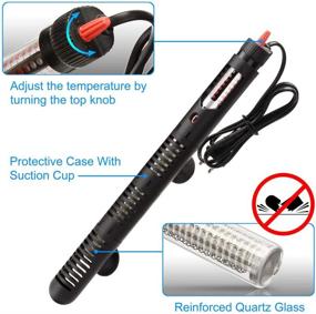 img 2 attached to Geepo Submersible Fish Tank Heater 300W - Auto Thermostat, LED Thermometer, Suction - Ideal for Saltwater and Freshwater Aquariums