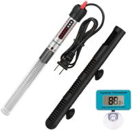 geepo submersible fish tank heater 300w - auto thermostat, led thermometer, suction - ideal for saltwater and freshwater aquariums логотип