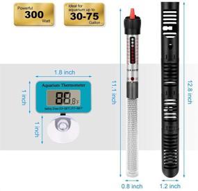 img 3 attached to Geepo Submersible Fish Tank Heater 300W - Auto Thermostat, LED Thermometer, Suction - Ideal for Saltwater and Freshwater Aquariums