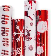 🎁 ruspepa christmas wrapping paper: festive red and white metallic foil shine - 4 rolls, 30 inch x 10 feet per roll - christmas elements collection logo