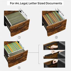 img 1 attached to 🗄️ SONGMICS 2-Drawer Rolling File Cabinet with Steel Frame - Black and Rustic Brown Industrial Design, Open Compartment and Hanging Rail - Perfect for Office Organization (Model: UOFC101B01V1)