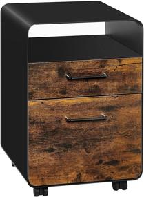 img 4 attached to 🗄️ SONGMICS 2-Drawer Rolling File Cabinet with Steel Frame - Black and Rustic Brown Industrial Design, Open Compartment and Hanging Rail - Perfect for Office Organization (Model: UOFC101B01V1)