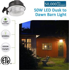 img 3 attached to 🌙 SZGMJIA 2-Pack LED Barn Light 50W - Dusk to Dawn Yard Lighting with Photocell, 6500lm, CREE LED 5000K Daylight, 300W MH/HPS Replacement, IP65 Waterproof - Perfect for Outdoor Security/Area Light