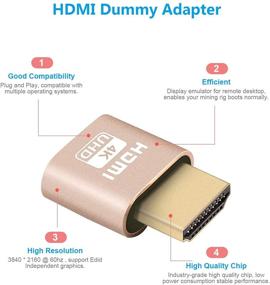 img 2 attached to 🔌 6 пакетов HDMI-продолжения 4K, плагин для головного эмулятора дисплея Ghost, [3840x2160@60Гц следующего поколения], высокое разрешение виртуального мониторного адаптера для майнинга, совместимый с Windows Mac OSX