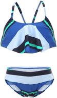 👙 striped ruffle swimwear falbala bathing suit set - girls' two piece bikini swimsuits for trendy beach days logo