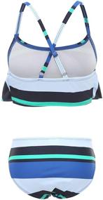 img 3 attached to 👙 Striped Ruffle Swimwear Falbala Bathing Suit Set - Girls' Two Piece Bikini Swimsuits for Trendy Beach Days