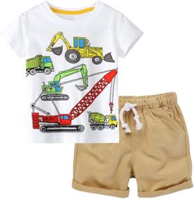 img 4 attached to Toddler Boys Shorts Set: Summer Short Sleeve T Shirt and Shorts Combo - 2 Piece Set