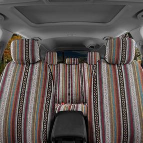 img 2 attached to 🚗 Full Set of BDK Saddle Blanket Seat Covers for Cars - Striped Woven Mexican Blanket Seat Covers with Matching Headrest Covers, Multi-Color Baja Seat Covers for Trucks, Vans, SUVs