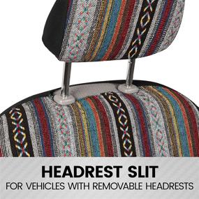 img 1 attached to 🚗 Full Set of BDK Saddle Blanket Seat Covers for Cars - Striped Woven Mexican Blanket Seat Covers with Matching Headrest Covers, Multi-Color Baja Seat Covers for Trucks, Vans, SUVs