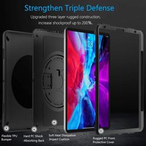 img 2 attached to 📱 Miesherk iPad Pro 12.9 Case 2020/2018 (Wireless Apple Pencil Charging) Military Grade Shockproof Cover with Stand & Strap - Black