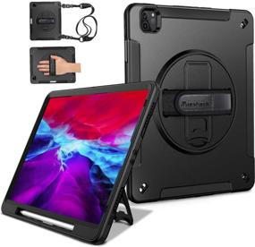 img 4 attached to 📱 Miesherk iPad Pro 12.9 Case 2020/2018 (Wireless Apple Pencil Charging) Military Grade Shockproof Cover with Stand & Strap - Black