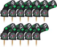 🍀 lucky clover golf club protectors: 11pcs big teeth iron head covers for titleist callaway taylormade - ultimate club protection logo