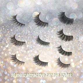 img 1 attached to 🐱 Pooplunch Natural Wispy Faux Mink False Eyelashes - Pack of 10 Pairs, Cat Eye Light Volume Fake Eyelashes with Individual Boxes