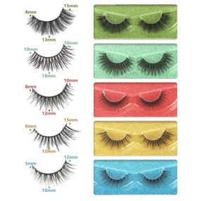 img 2 attached to 🐱 Pooplunch Natural Wispy Faux Mink False Eyelashes - Pack of 10 Pairs, Cat Eye Light Volume Fake Eyelashes with Individual Boxes