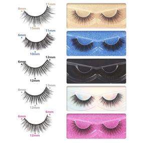 img 3 attached to 🐱 Pooplunch Natural Wispy Faux Mink False Eyelashes - Pack of 10 Pairs, Cat Eye Light Volume Fake Eyelashes with Individual Boxes