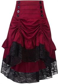 img 4 attached to 👗 Sorrica Women's Steampunk Retro Gothic Lace Party Skirt with Vintage Ruffle, High-Low Gypsy Hippie Design