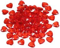 ❤️ 0.7lb/300g red faceted heart shaped diamond gems - acrylic clear heart shaped decorative gems for wedding valentine's day, table scatter decorations, vase fillers - acrylic heart jewels ornaments logo