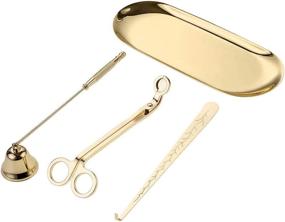 img 3 attached to Opaltool Candle Accessory Set: Enhance Your Candle Experience with 4 Essential Tools – Wick Trimmer, Dipper, Snuffer, and Storage Tray Plate, Ideal for Candle Lovers (Gold)