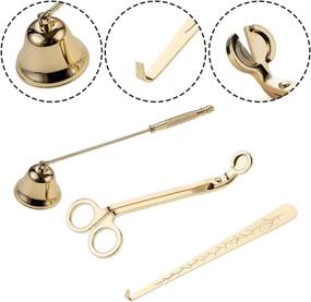 img 1 attached to Opaltool Candle Accessory Set: Enhance Your Candle Experience with 4 Essential Tools – Wick Trimmer, Dipper, Snuffer, and Storage Tray Plate, Ideal for Candle Lovers (Gold)