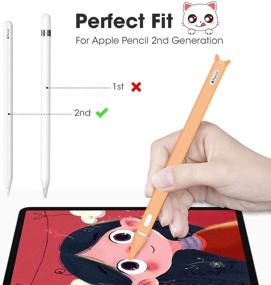 img 3 attached to 🍊 Optimized Silicone Case for Apple Pencil 2nd Gen - Holder Sleeve Skin Pocket Cover Kit for iPad Pro 11 12.9 inch 2018, Cute Soft Grip Pouch Cap Holder with 2 Protective Nib Covers (Orange)