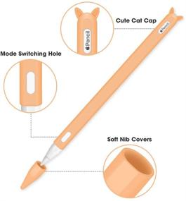 img 2 attached to 🍊 Optimized Silicone Case for Apple Pencil 2nd Gen - Holder Sleeve Skin Pocket Cover Kit for iPad Pro 11 12.9 inch 2018, Cute Soft Grip Pouch Cap Holder with 2 Protective Nib Covers (Orange)