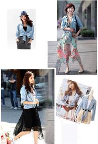 img 2 attached to Chic & Cozy: Cotton Knotted Denim Jacket Sleeve for Women's Clothing