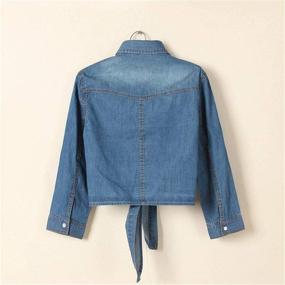 img 1 attached to Chic & Cozy: Cotton Knotted Denim Jacket Sleeve for Women's Clothing