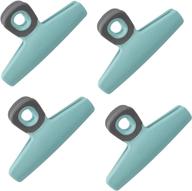 🍽️ cook with color food clips - set of 4, 5 inches wide heavy duty chip clips for food storage with air tight seal grip - ideal for chips, bread, snacks & more (teal) логотип