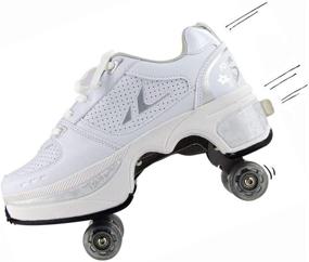 img 1 attached to CHSSIH Women's Roller Skates - Stylish and Functional Shoes with Retractable Wheels for Girls, Boys, and Adults | Perfect for Parkour, Inline Skating, and Outdoor Activities - Size A-9.5