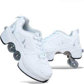 img 4 attached to CHSSIH Women's Roller Skates - Stylish and Functional Shoes with Retractable Wheels for Girls, Boys, and Adults | Perfect for Parkour, Inline Skating, and Outdoor Activities - Size A-9.5