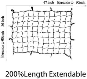img 2 attached to 🧺 47"x 36" Cargo Net Bungee Nets: Stretchable to 80"x 60", Holds 200+ lbs! Adapt to Pickup Truck Bed & SUV Rooftop Rack. (16 Hooks)