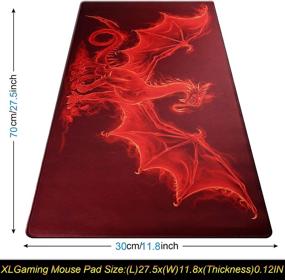 img 3 attached to 🐉 Jahosin Large Gaming Mouse Pad: 27.5x11.8In Extended Pad with Stitched Edges and Non-Slip Base (Red Dragonus)