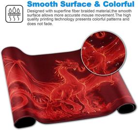 img 1 attached to 🐉 Jahosin Large Gaming Mouse Pad: 27.5x11.8In Extended Pad with Stitched Edges and Non-Slip Base (Red Dragonus)