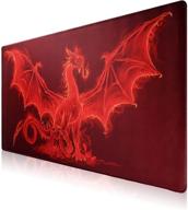 🐉 jahosin large gaming mouse pad: 27.5x11.8in extended pad with stitched edges and non-slip base (red dragonus) logo