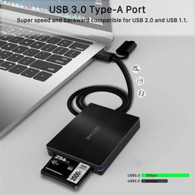 img 3 attached to BYEASY CFast 2.0 Card Reader: USB 3.0 и порт USB C, Thunderbolt 3, Компактное и профессиональное считывание карт Sandisk, Lexar, Transced, Atomos, Snoy и многое другое