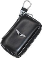 🚗 stylish and durable car key case for genesis - black leather remote control package with key chains logo