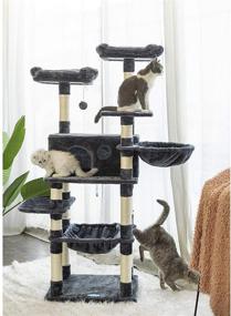 img 3 attached to 🐱 Premium Multi-Level Cat Tree Condo for Large Cats - Cat Tower with Scratching Board, Plush Perches, and Cozy Basket