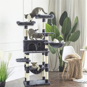 img 2 attached to 🐱 Premium Multi-Level Cat Tree Condo for Large Cats - Cat Tower with Scratching Board, Plush Perches, and Cozy Basket