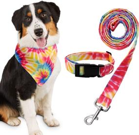 img 4 attached to 🐶 Tie Dye Dog Bandana Collar and Leash Set - Daily Walk, Run, Train - Small Medium Pet Puppy Gifts - Set of 3