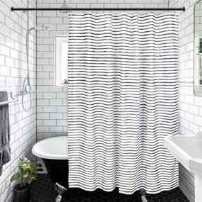 img 4 attached to 🚿 Boho Shower Curtain Set – 72x72 Size with Metal Hooks Included – Black and White