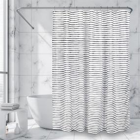 img 1 attached to 🚿 Boho Shower Curtain Set – 72x72 Size with Metal Hooks Included – Black and White