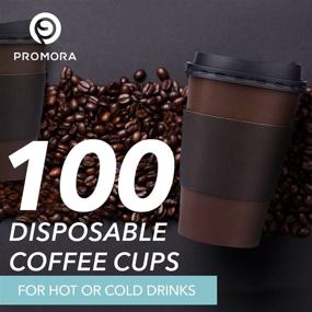 img 2 attached to ☕ Premium Insulated 16 oz Brown Coffee Cups with Lids & Sleeves - Pack of 100, Disposable Paper Cups for Hot Coffee by Promora