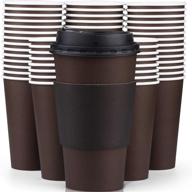 ☕ premium insulated 16 oz brown coffee cups with lids & sleeves - pack of 100, disposable paper cups for hot coffee by promora logo