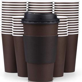 img 4 attached to ☕ Premium Insulated 16 oz Brown Coffee Cups with Lids & Sleeves - Pack of 100, Disposable Paper Cups for Hot Coffee by Promora
