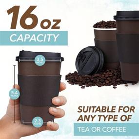 img 3 attached to ☕ Premium Insulated 16 oz Brown Coffee Cups with Lids & Sleeves - Pack of 100, Disposable Paper Cups for Hot Coffee by Promora