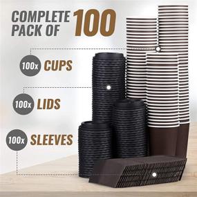 img 1 attached to ☕ Premium Insulated 16 oz Brown Coffee Cups with Lids & Sleeves - Pack of 100, Disposable Paper Cups for Hot Coffee by Promora