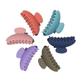 img 3 attached to 💇 Hair Claw Clips: 6 Pcs of 3.5 Inch Matte Color Strong Hold Clips for Thick Hair - Large Jaw Clips