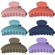 💇 hair claw clips: 6 pcs of 3.5 inch matte color strong hold clips for thick hair - large jaw clips logo